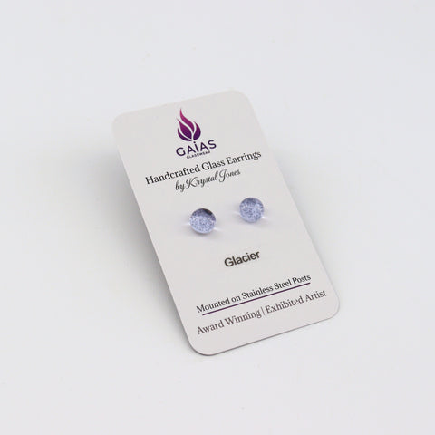 Handcrafted Glass Stud Earrings Glacier - Arts and Heritage St. Albert