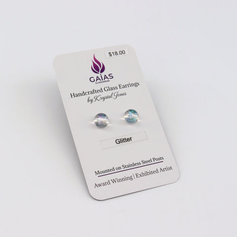Handcrafted Glass Stud Earrings Glitter - Arts and Heritage St. Albert