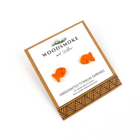 Goldfish Cracker Stud Earrings - Arts and Heritage St. Albert