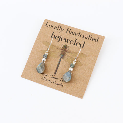 Handcrafted Labradorite and Grey Sapphire Sterling Silver Earrings - Arts and Heritage St. Albert