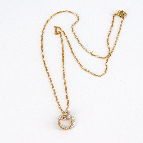 'Halo Collection' Double Halo Silver & Gold Link Pendant Necklace - Arts and Heritage St. Albert