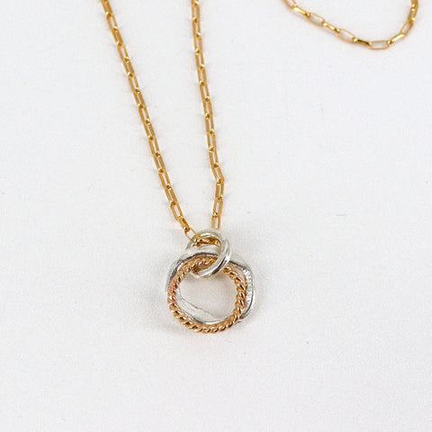 'Halo Collection' Double Halo Silver & Gold Link Pendant Necklace - Arts and Heritage St. Albert