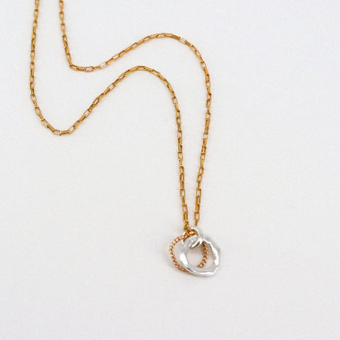 'Halo Collection' Double Halo Silver & Gold Link Pendant Necklace - Arts and Heritage St. Albert