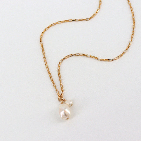 'Hera Collection' Freeform Keshi Pearl Gold Necklace - Arts and Heritage St. Albert