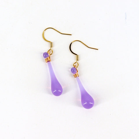 Handcrafted Glass Teardrop Earrings Lavender - Arts and Heritage St. Albert