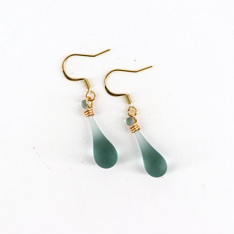 Handcrafted Glass Teardrop Earrings Sage - Arts and Heritage St. Albert