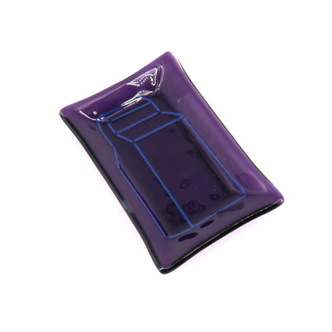 Rectangle Grain Elevator Fused Glass Dish Purple - Arts and Heritage St. Albert