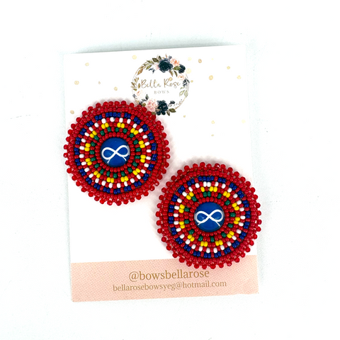 Beaded Earrings Red with Infinity Flag - Arts and Heritage St. Albert