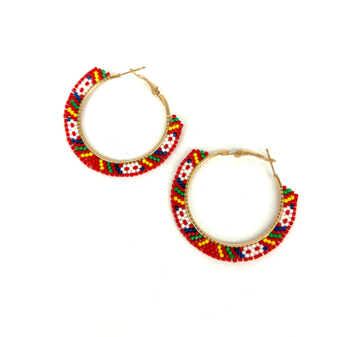 Beaded Earrings Infinity Hoops - Arts and Heritage St. Albert