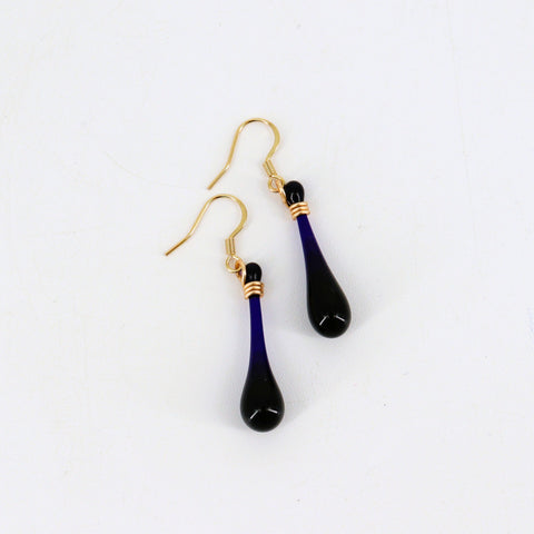 Handcrafted Glass Teardrop Earrings Navy - Arts and Heritage St. Albert