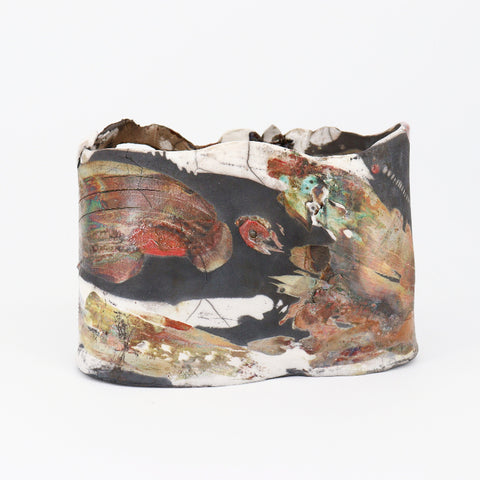 'Orchid and Snail' Sculptural Raku Vessel - Arts and Heritage St. Albert