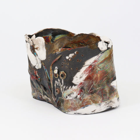 'Orchid and Snail' Sculptural Raku Vessel - Arts and Heritage St. Albert