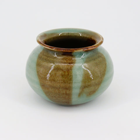 Small Rounded Caledon Green Ceramic Vase - Arts and Heritage St. Albert
