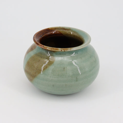 Small Rounded Caledon Green Ceramic Vase - Arts and Heritage St. Albert