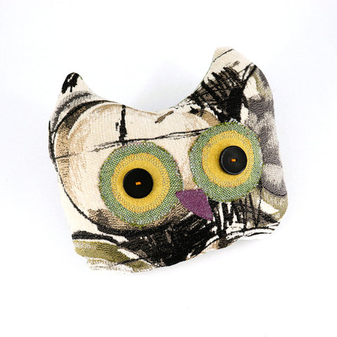 Upcycled Fabric Owl Pillows - Small Isabel - Arts and Heritage St. Albert