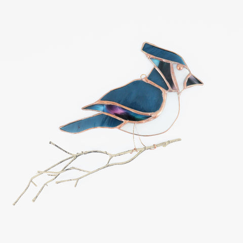 Stained Glass 'Blue J' Birdies Style 5 - Arts and Heritage St. Albert