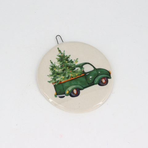 Holiday Ornaments Round - Christmas Tree Truck - Arts and Heritage St. Albert