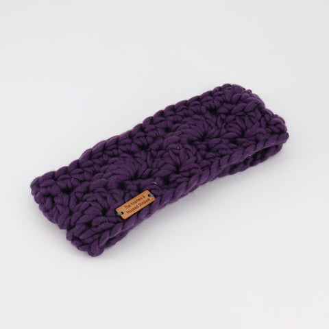 Hand Knit Ear Warmer Headband Purple - Arts and Heritage St. Albert