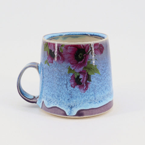 Blue Glazed Floral Mugs Tall Mug - Arts and Heritage St. Albert
