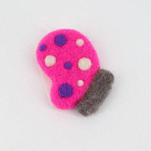Felted Mitten Ornament Pink with Polka Dots - Arts and Heritage St. Albert