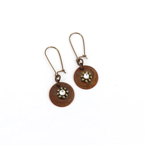 Flame Kissed Copper Flower Spacer Swarovski Earrings