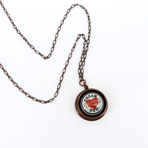 Domed Bottlecap & Copper Pipe Necklace