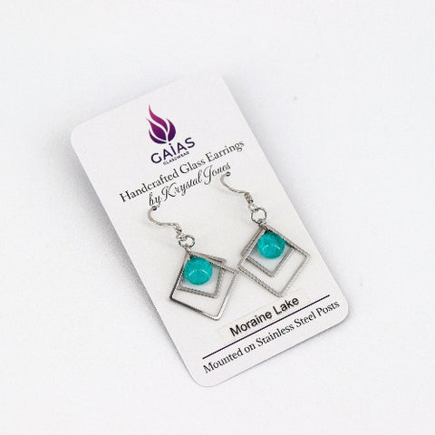 Geometric Glass Bead Earrings Moraine Lake - Arts and Heritage St. Albert