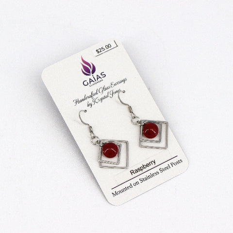 Geometric Glass Bead Earrings Raspberry - Arts and Heritage St. Albert