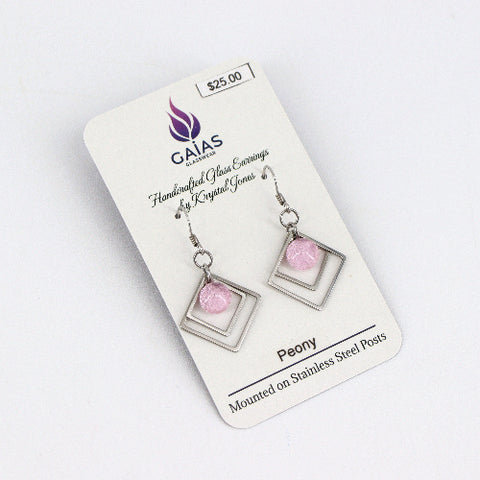 Geometric Glass Bead Earrings Peony - Arts and Heritage St. Albert