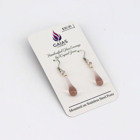 Handcrafted Glass Teardrop Earrings Grey - Arts and Heritage St. Albert