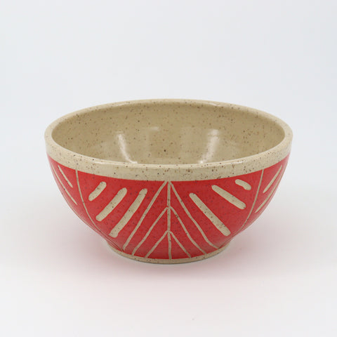 Handmade ceramic zigzag bowl by Heather Shepherd, featuring colorful pottery design with a smooth, glossy finish.
