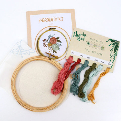 'Roses' Embroidery Kit - Arts and Heritage St. Albert