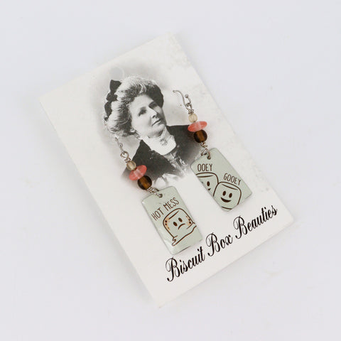Upcycled Biscuit Box Dangle Earrings Assorted Shapes Style 6 - Arts and Heritage St. Albert