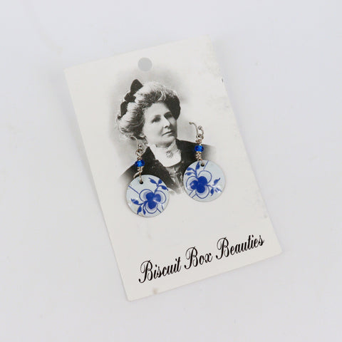 Upcycled Biscuit Box Circular Dangle Earrings Style 6 - Arts and Heritage St. Albert