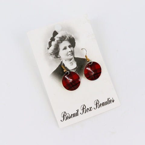 Upcycled Biscuit Box Circular Dangle Earrings Style 2 - Arts and Heritage St. Albert