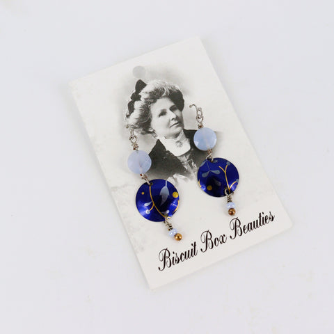 Upcycled Biscuit Box Circular Dangle Earrings Style 7 - Arts and Heritage St. Albert