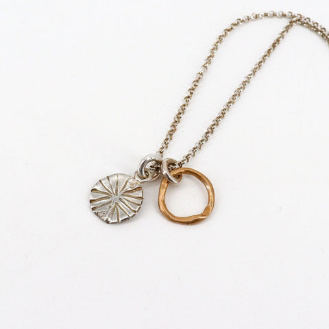 LUNA - Estrella Mixed Metal Short Necklace, Bronze, Fine Silver, Estrella Pendant