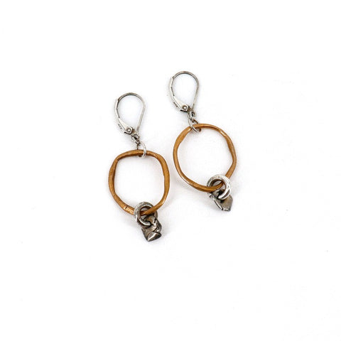 LAVA Form - Una Pebbles, Bronze & Silver Earrings