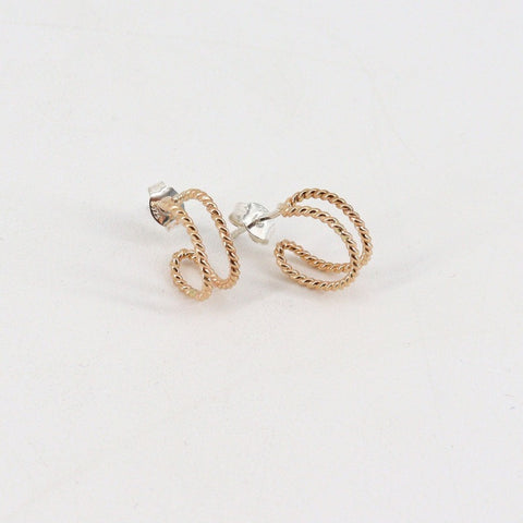 'Entwined' Gold Crescent Stud Earrings