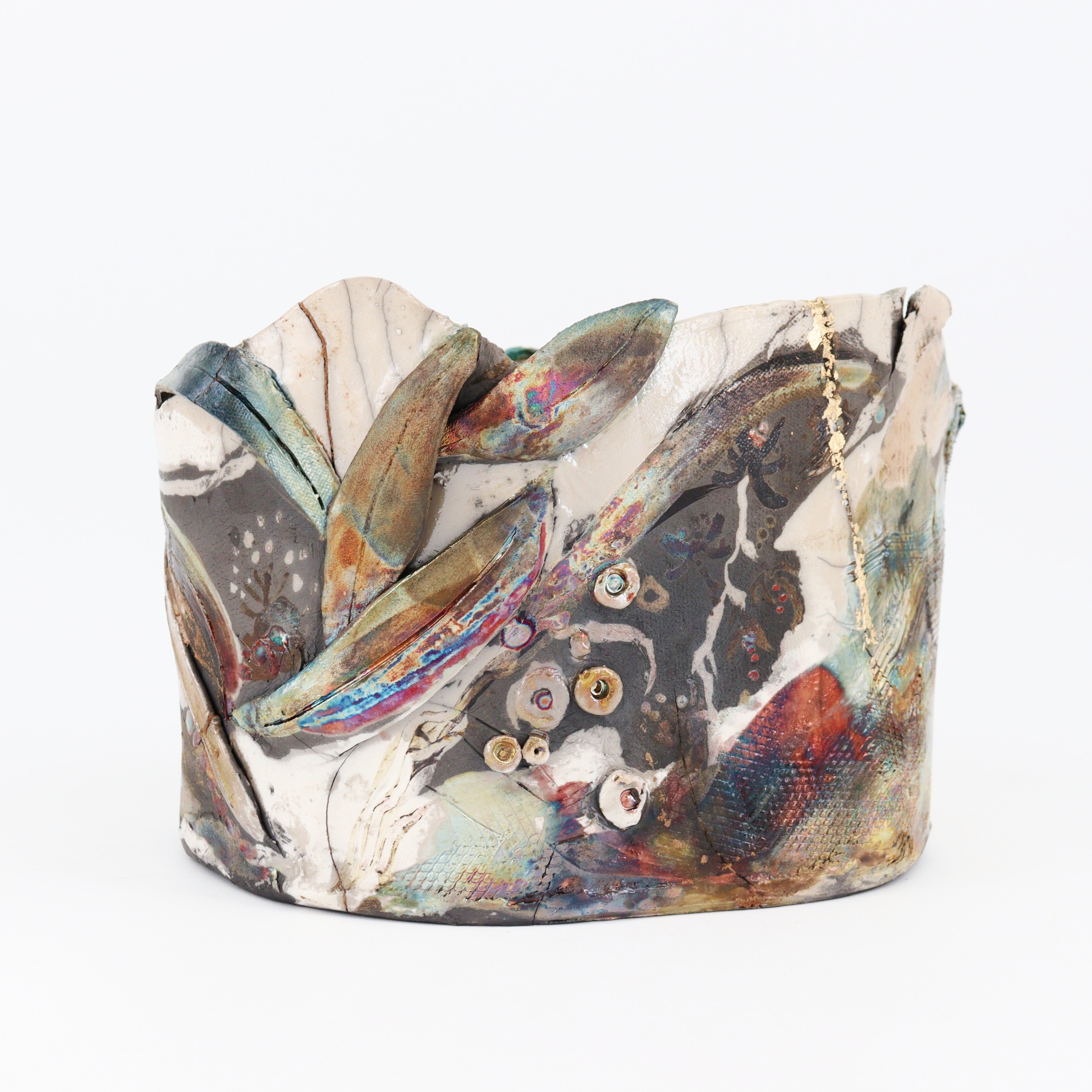 Orchid and Snail' Sculptural Raku Vessel | Arts and Heritage