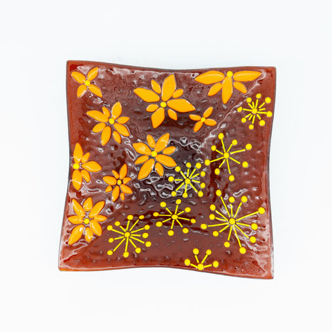 Autumn Patterns Square Fused Glass Dish