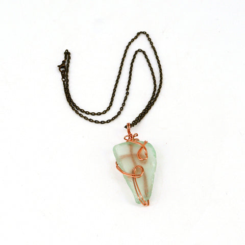 Beach Glass & Copper Necklace