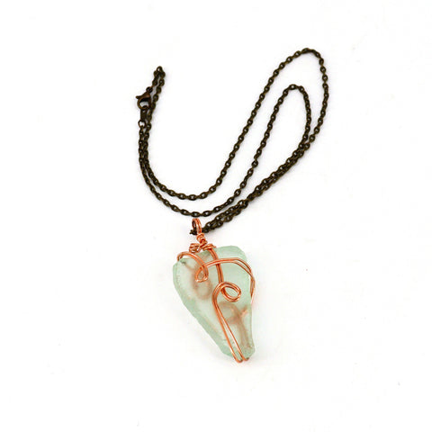 Beach Glass & Copper Necklace