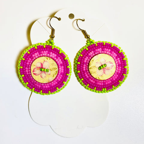 Beaded Round Earrings