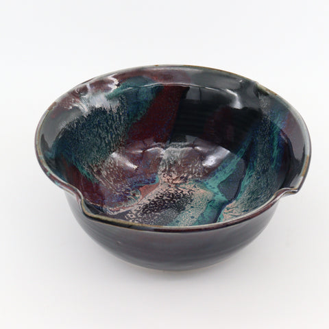 Large Red and Green Handmade Ceramic Serving Bowl - Arts and Heritage St. Albert