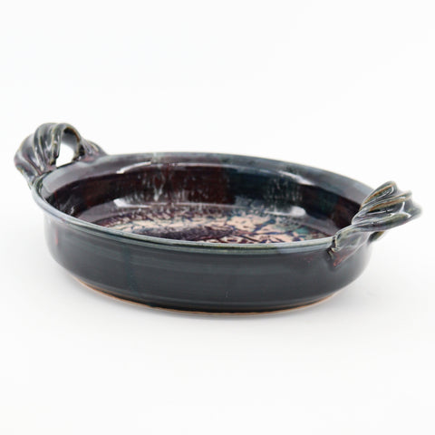 Richly Coloured Ceramic Double Handled Serving Dish