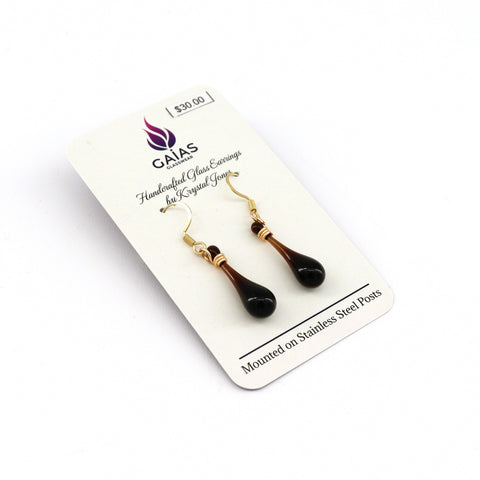 Handcrafted Glass Teardrop Earrings Brown - Arts and Heritage St. Albert