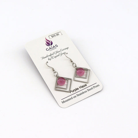 Geometric Glass Bead Earrings Purple Haze - Arts and Heritage St. Albert