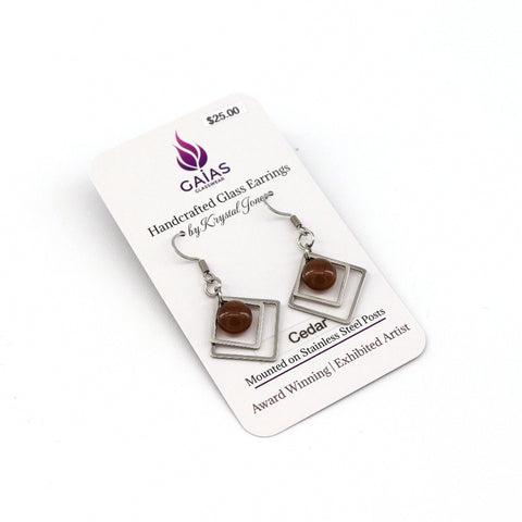 Geometric Glass Bead Earrings Cedar - Arts and Heritage St. Albert