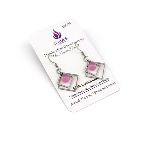 Geometric Glass Bead Earrings Pink Lemonade - Arts and Heritage St. Albert